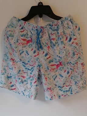Cat & Jack Boy's Tie-Dye Swim Shorts Red White Blue